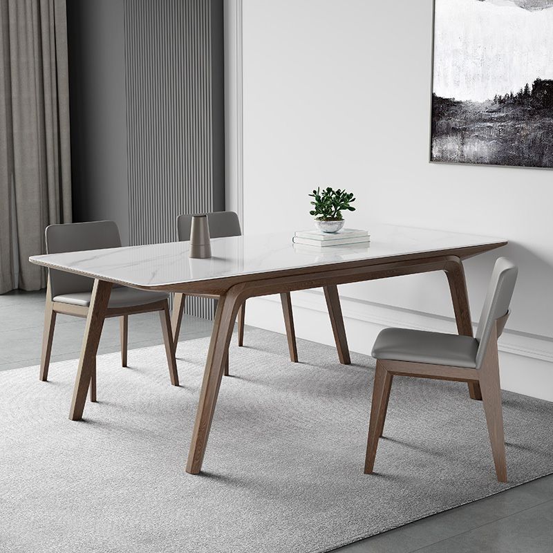 Modern Stone Rectangle Dining Table 4 Legs Table for Kitchen