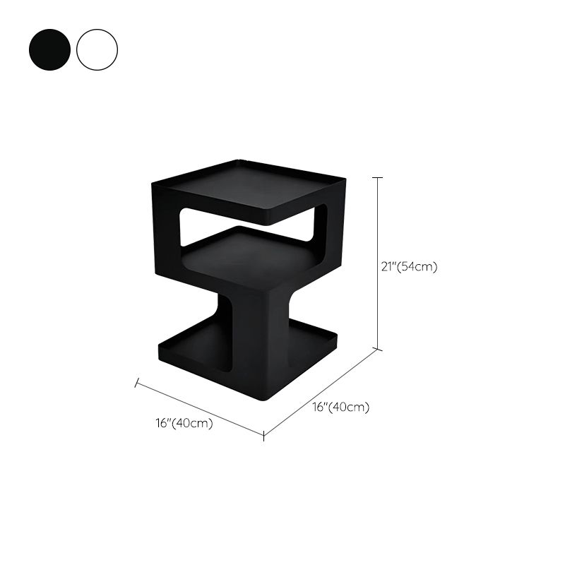 Modern Block Accent Side Table with Storage Square Living Room Corner Table