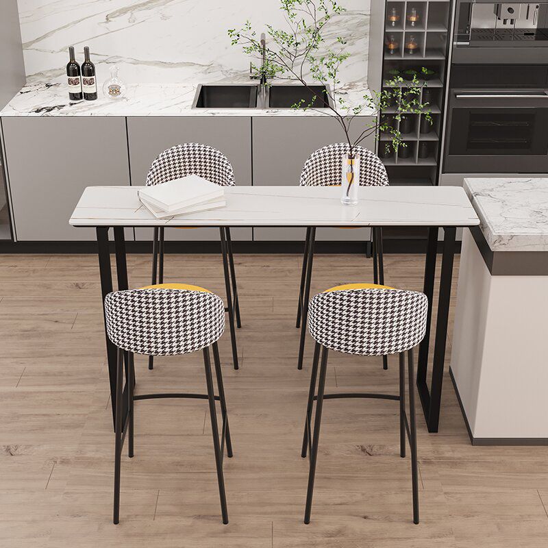 Glam Metal Barstool Faux Leather Cushion in Matte Finish for Indoor