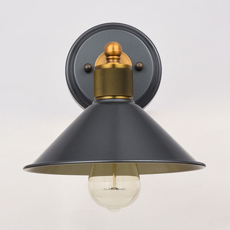 Schwarz 1 leichte Wandleuchter leichter industrieller Stil mit Metallbahnkegelwandlampe