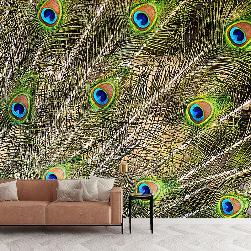 Beautiful Peacock Feather Wallpaper Mural Water Resistant Girls Bedroom Wall Decor