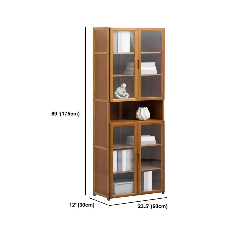 Brown Brown Shelf Bookcase Bedroom Closed Back Shelf with Cabinets