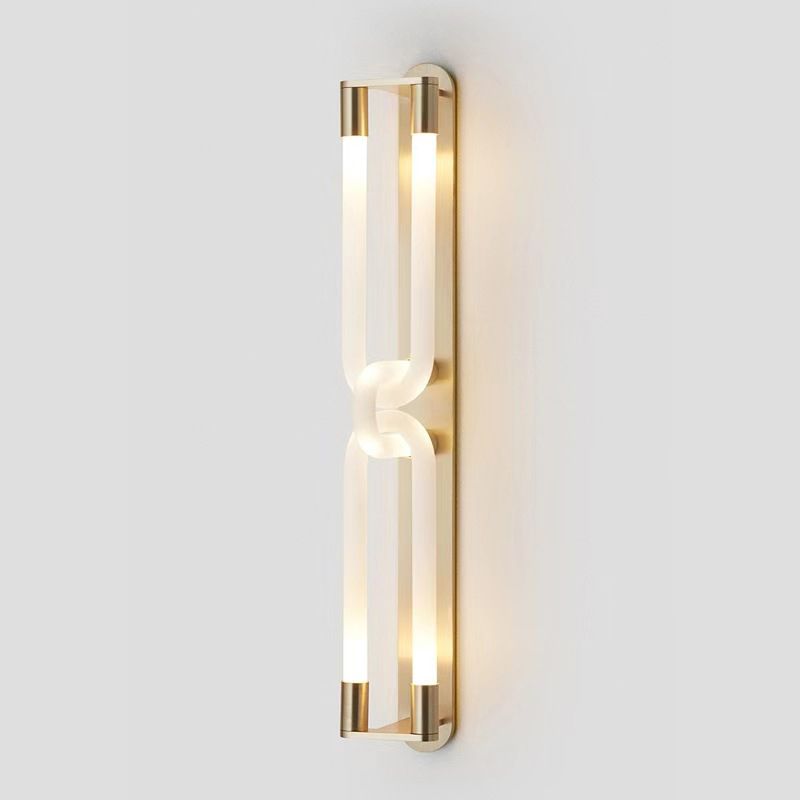 Iron and Glass Wall Mount Light Fixture in Clear and Gold Interior LED Wall Sconce
