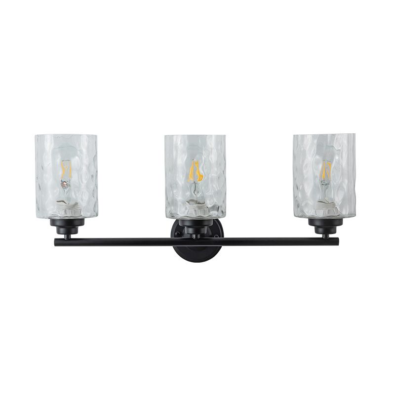 Industrial Metal Wall Light Black 3 Lights Wall Sconce with Glass for Living Room