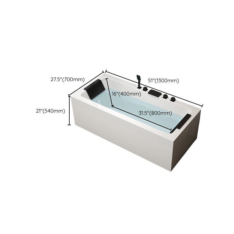 Modern Acrylic Bathtub Right-Hand Drain and Overflow Trim Bath Tub