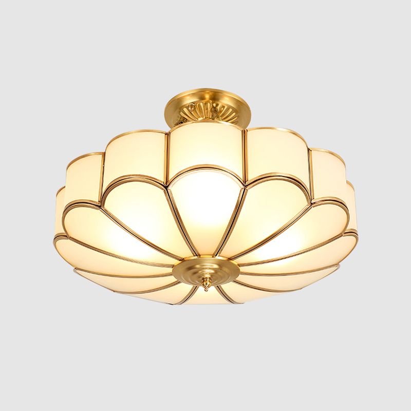 Éclairage de montage de plafond en verre en laiton de style vintage de lumière de bâti semi-encastré inversé