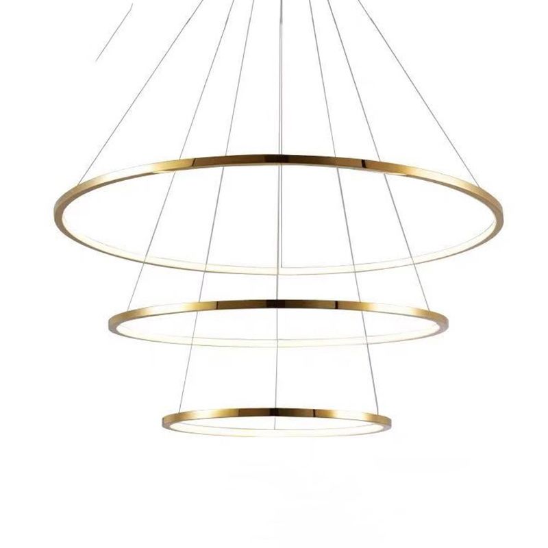 Modern Simplicity Ring Chandelier Lamp Stainless Steel Hanging Pendant Lights for Restaurant