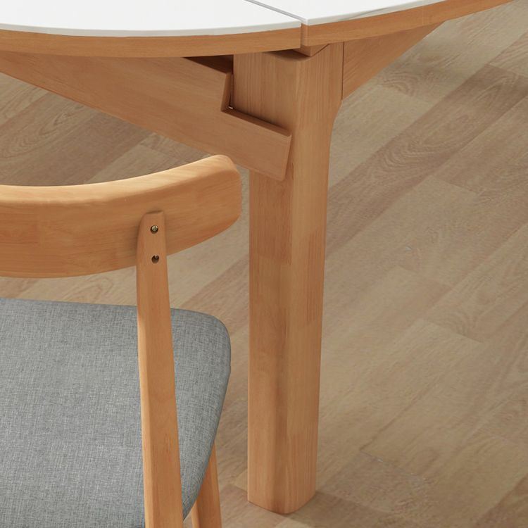 Moderner Stil runder Esstisch Weiß gesinterte Steintisch mit Holzbasis