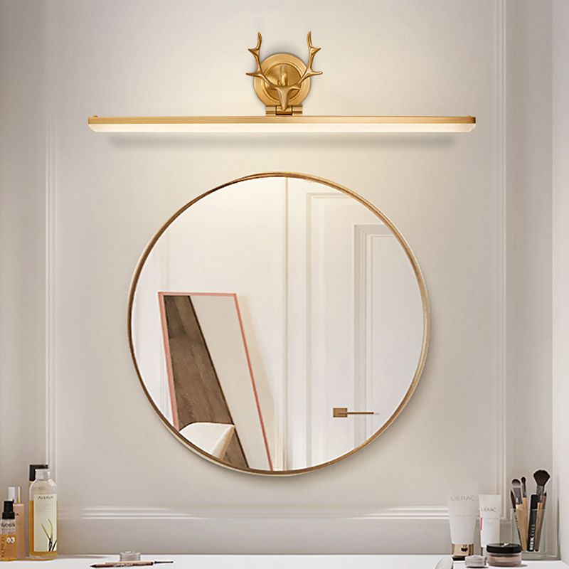 Modern Simple Copper Makeup Mirror Lamp Nordic LED Mirror Light Fixture for Bathroom