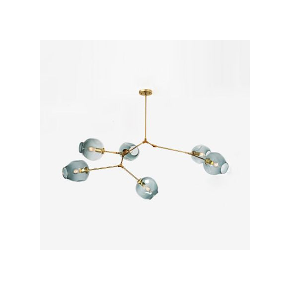 Bubble Chandelier Light Fixture with Ball Shade Modern Style Glass 5/6/7 Lights Black/Gold Finish Ceiling Lighting