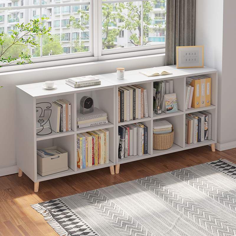 Modern Standard Wooden Bookcase Closed Back Bookshelf for Balcony and Living Room