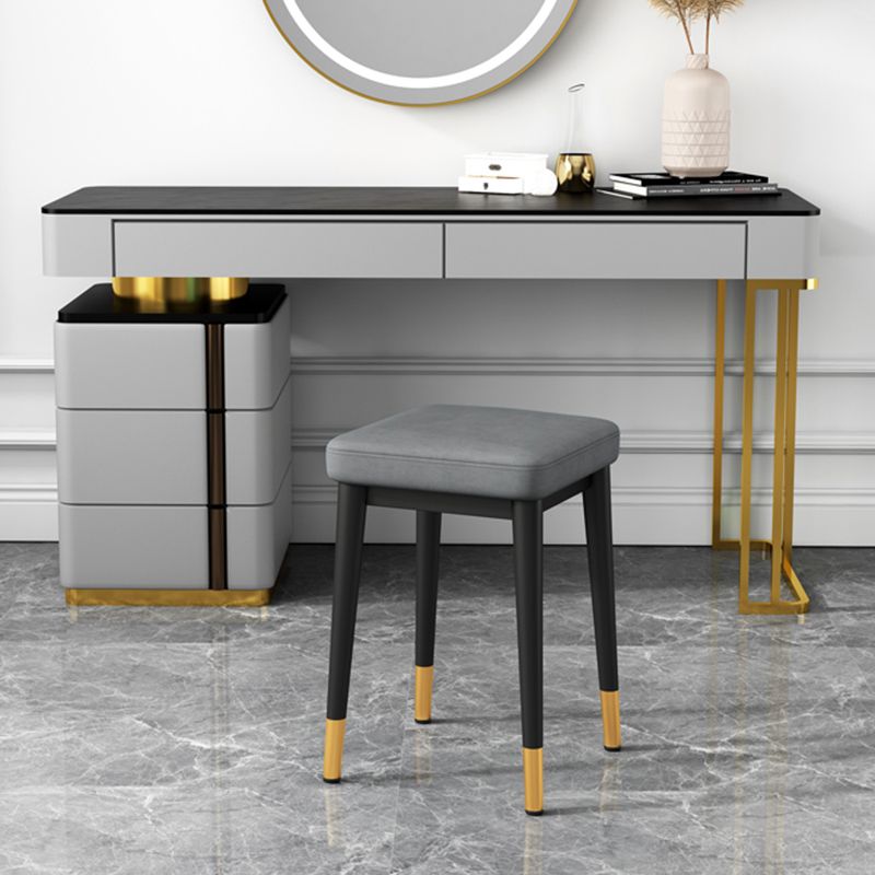 Square Ottoman Solid Color Upholstered Metal Frame Fabric Standard Ottoman