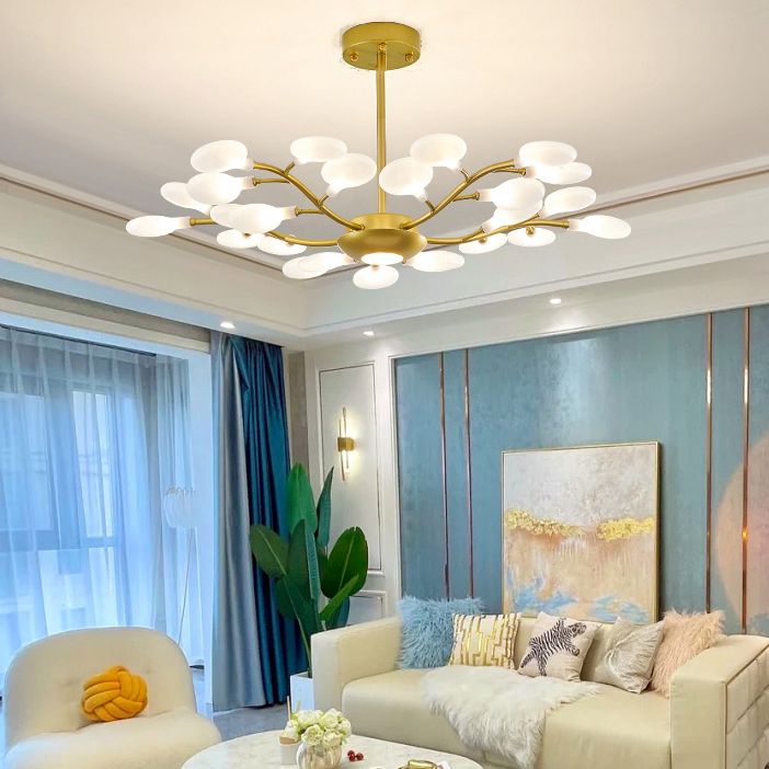 Goldzweig Kronleuchter modernistischer Metall und Acryldecker Kronleuchter für Wohnzimmer