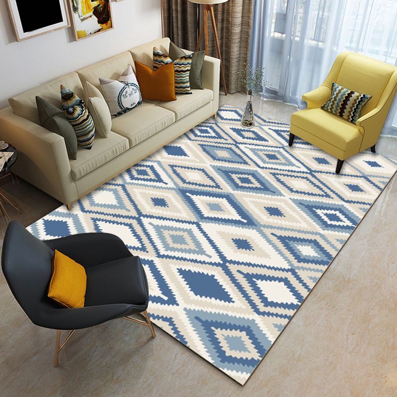 Multi Color Geometrical Rug Synthetics Contemporary Area Carpet Pet Friendly Non-Slip Backing Washable Rug for Living Room
