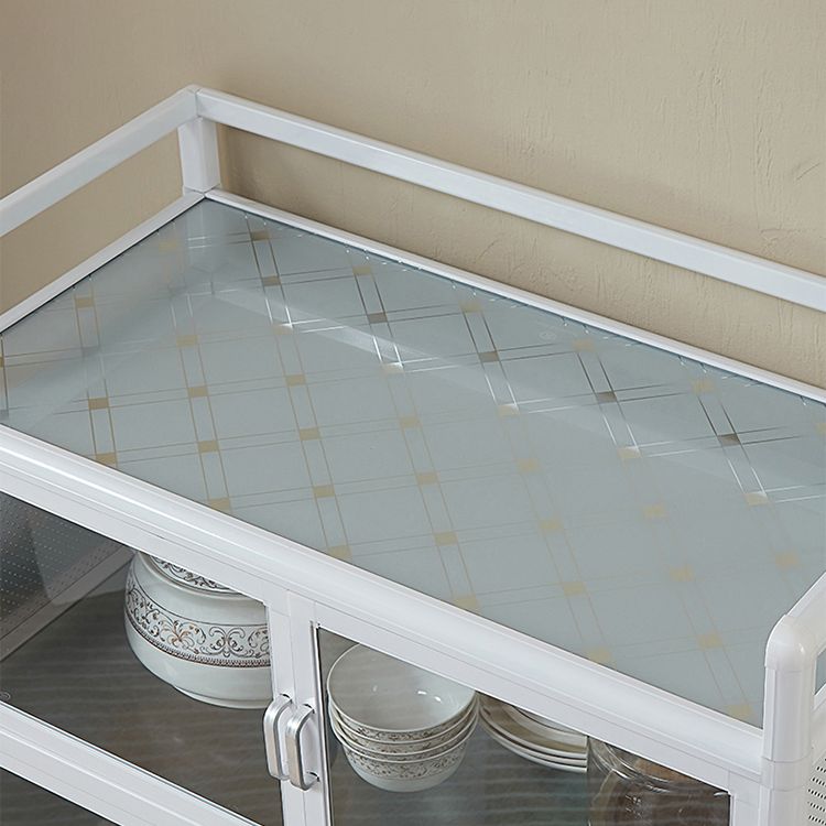 Contemporary Metal Sideboard Glass Buffet Table for Living Room