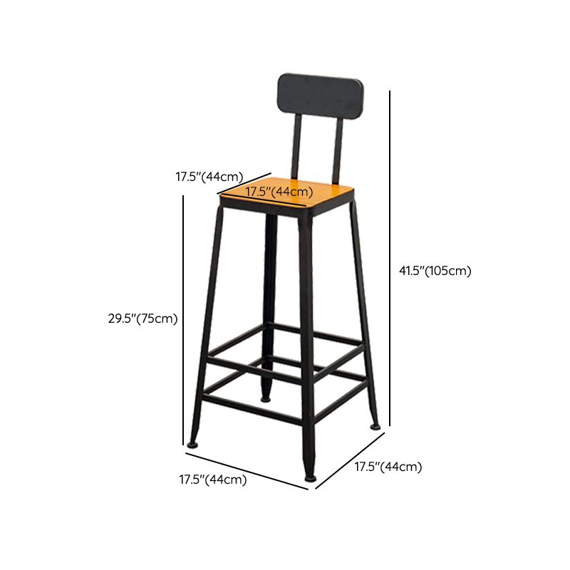 Contemporary Style Brown Barstool Low Back Bar Stool with Metal Legs