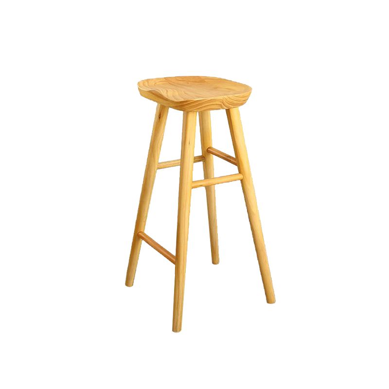 Industrial Armless Bar Stools Wood Dining Stool with Footrest