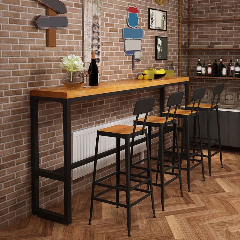 Contemporary Rectangle Bar Set 1/5 Pieces Solid Wood Pub Dining Set for Dining Room