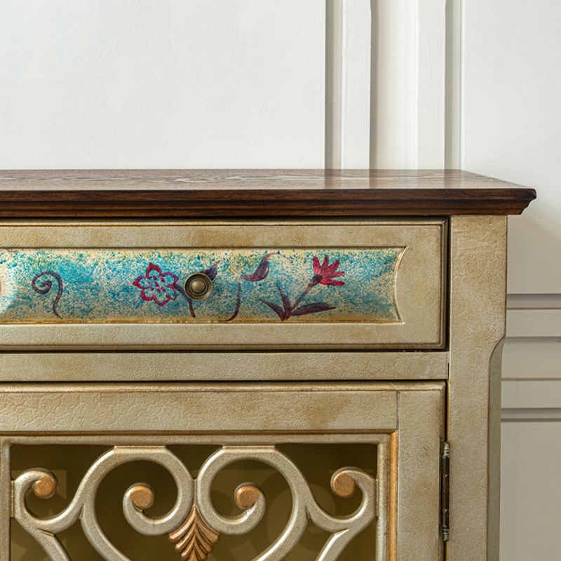 36.02"Tall 1- Door Wooden Cabinet, 2-drawer Rectangle Accent Cabinet