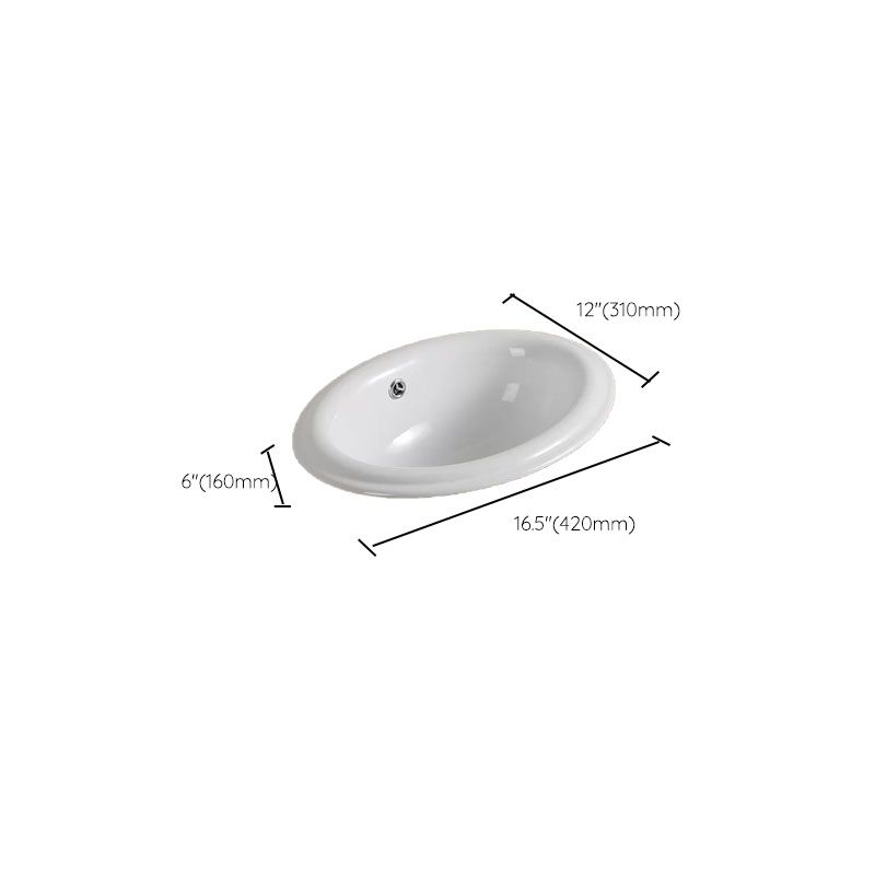 Contemporary Bathroom Sink with Pop-Up Drain Porcelain Oval-Shape Undermount Bathroom Sink