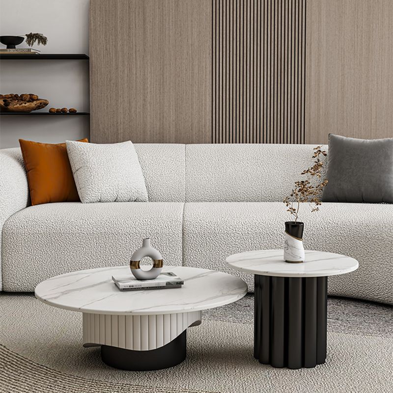 Slate Pedestal Coffee Table Round Modern Minimalist Coffee Table