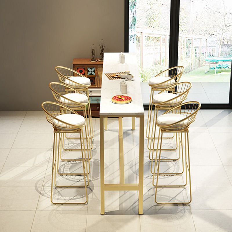 Modern Bar-height Table with Faux Marble Top Table for Patio Use