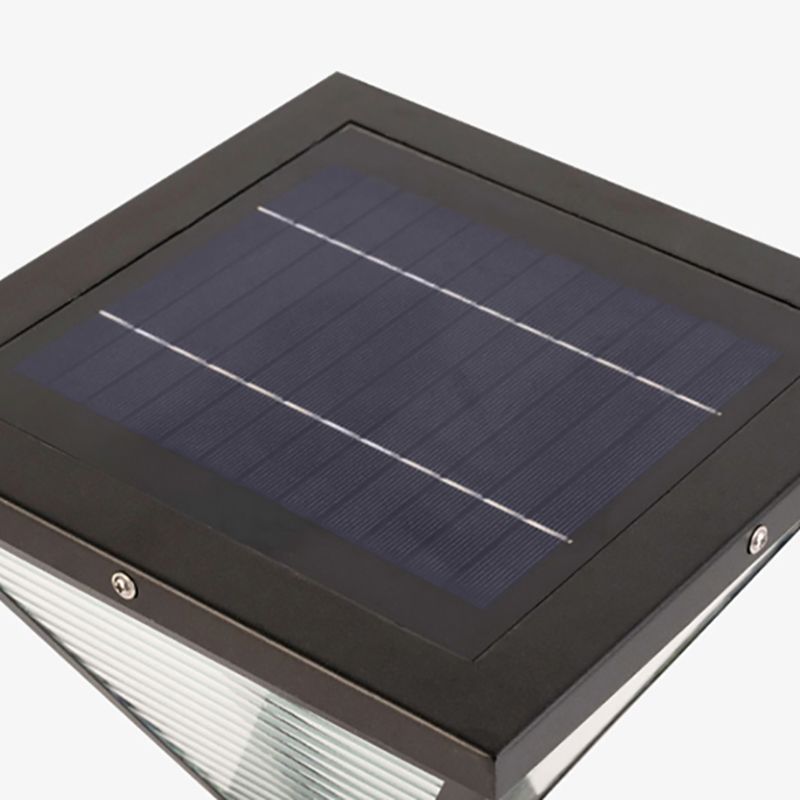 Geometric Shape Metal Outdoor Light Modern Style 1 Light Solar Pillar Lights in Black