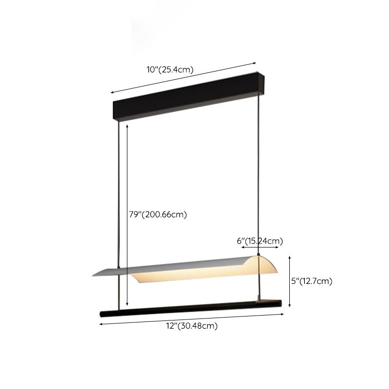 Metal LED Kitchen Island Fixture Contemporary Linear Ceiling Pendant Fixture