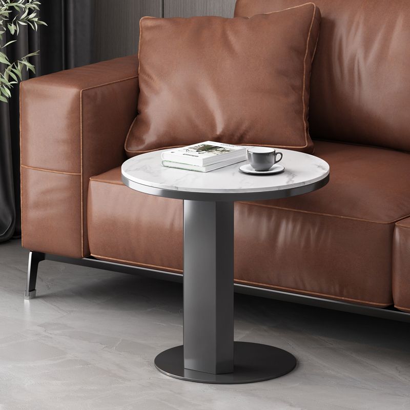 Rustic Sofa Side Accent Table Metal Pedestal Round Living Room Corner Table