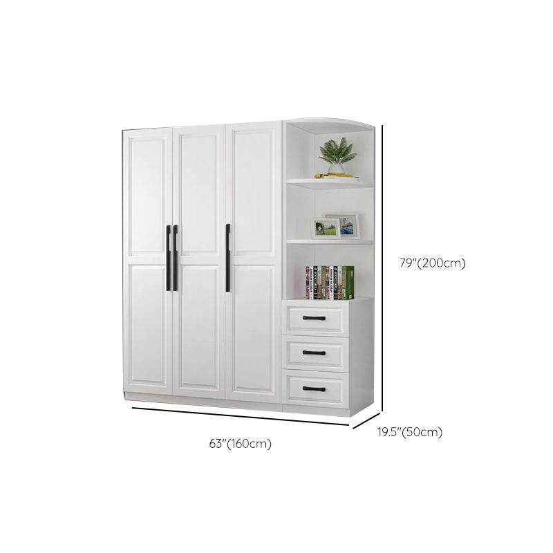 Freestanding Wood Frame Wardrobe Modern Hinged Soft Close Doors Wardrobe and Drawers