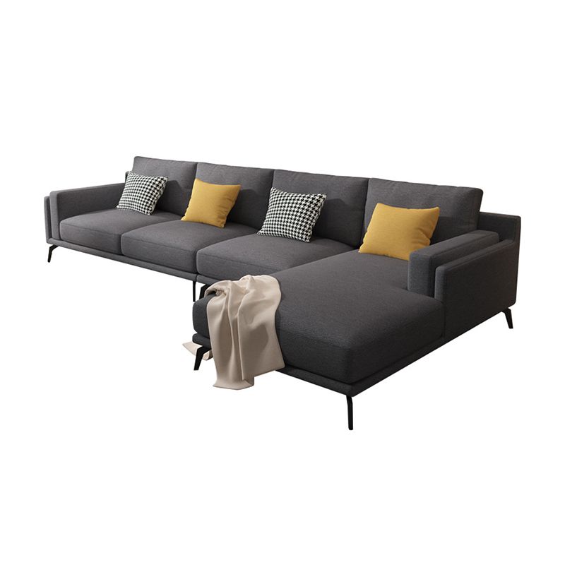 L-shape 4-seater Fabric Sectional Slipcovered Square Arm Sectional