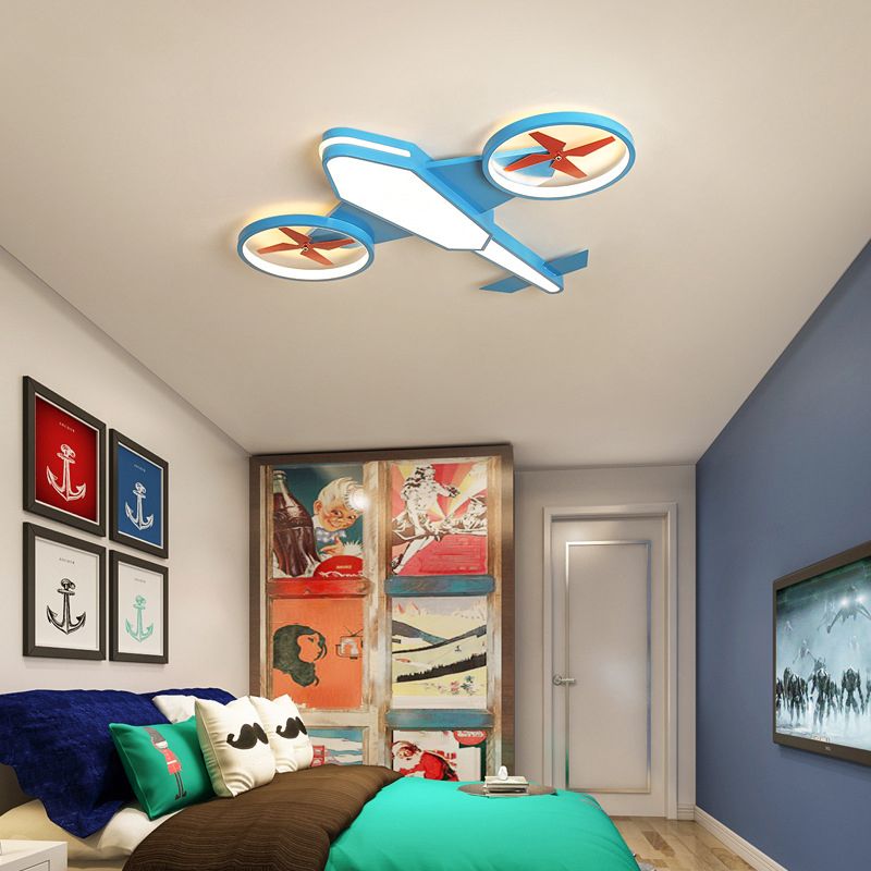 Kids Room Flush-Mount Light Creative Cartoon LED Ceiling Lighting with Airplane Acrylic Shade