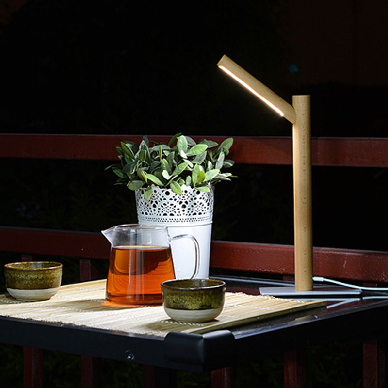 Linear 1 Light Table Lamp Contemporary Wood Nightstand Lamps for Study Room