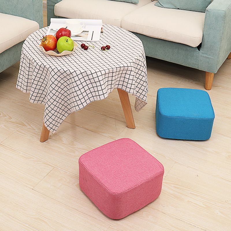 Contemporary Pouf Ottoman Fabric Upholstered Tear Resistant Square Ottoman
