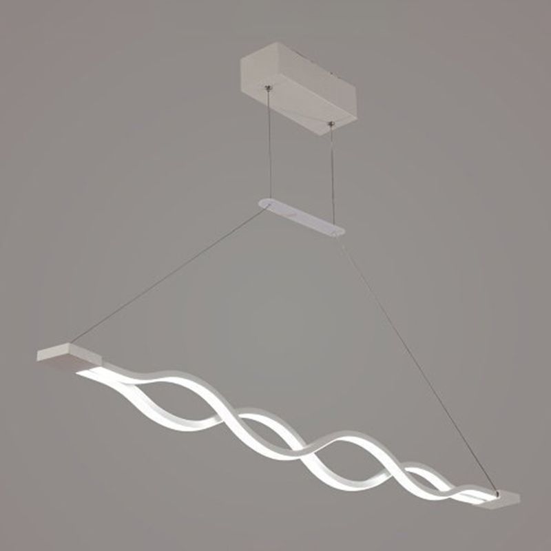 Simple Waving Hanging Island Light Metal LED Dining Room Island Ceiling Light