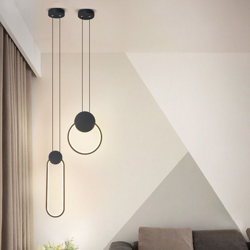 Postmodern Metal Ceiling Light Minimalist Style Geometry Led Pendant Lamp for Living Room