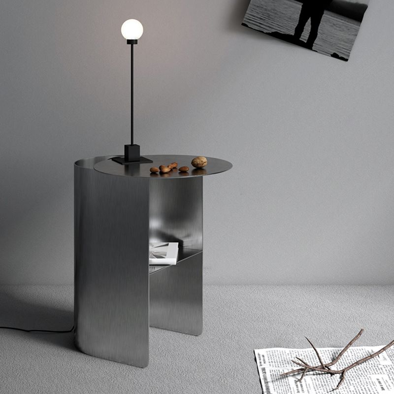 Mid-Century Modern Iron Coffee Table Pedestal Cocktail Table for Living Room