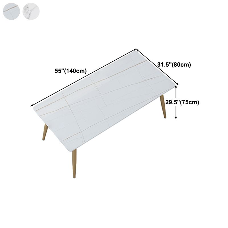 Stone Top Gold Base Dinner Room Kitchen Table Traditional Luxury Rectangle Dining Table