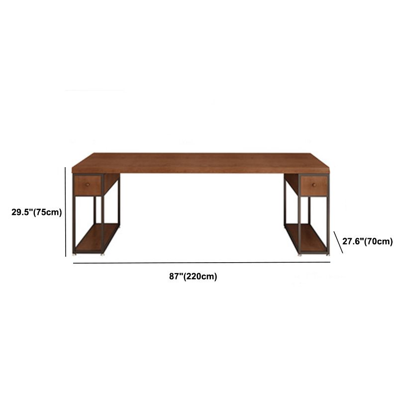 Contemporary Solid Wood Office Desk 30-inch H Computer Desk in Brown