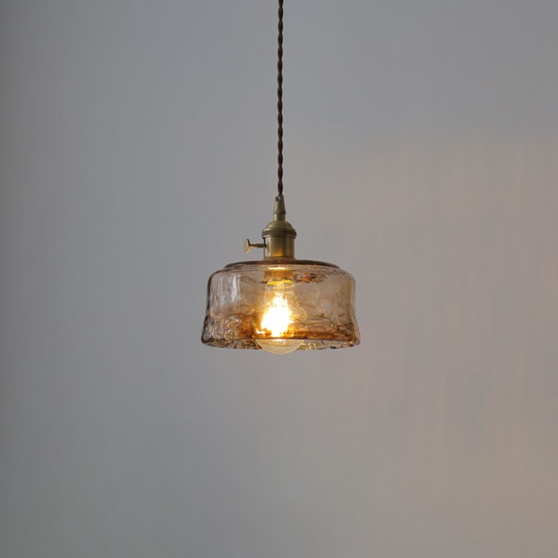 Stile industriale Amber Amber Light Glass 1 Lampada appesa alla luce per camera da letto
