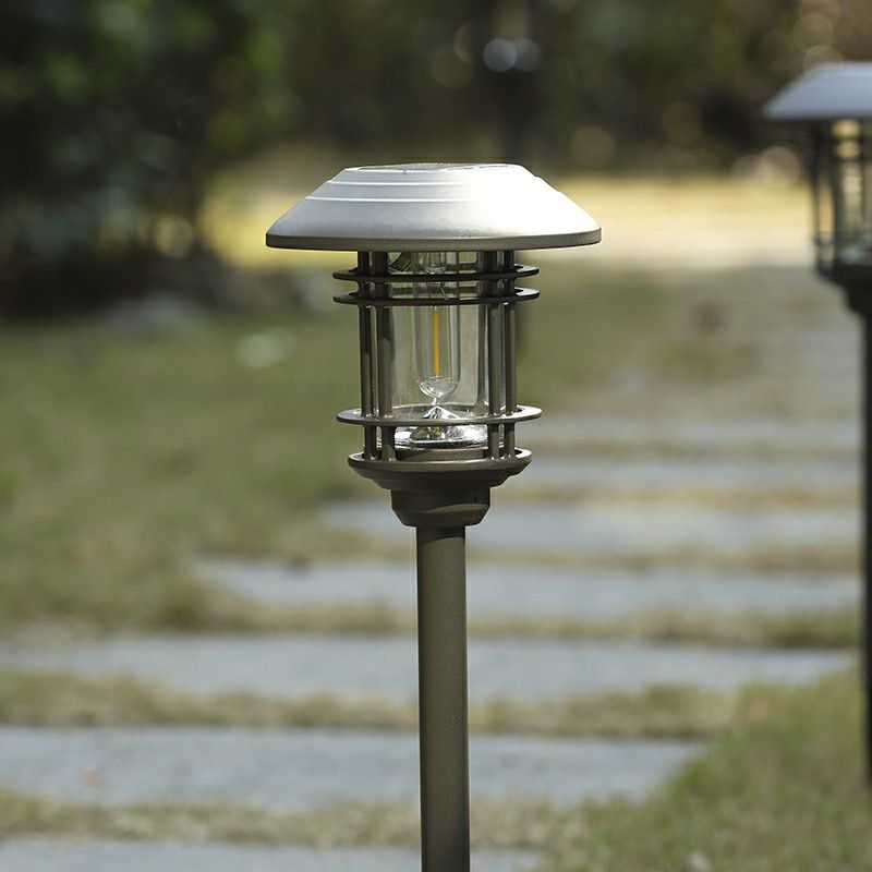 Minimalist House Shaped Stake Light Plastic Garden Solar LED Pathway Lamp in Smoke Grey