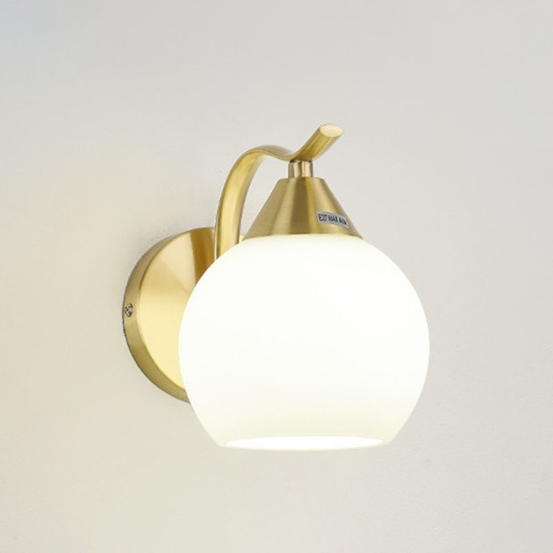 Glass Global Sconce Light Fixture Simplicity Style Gold Wall Lighting Fixture for Living Room