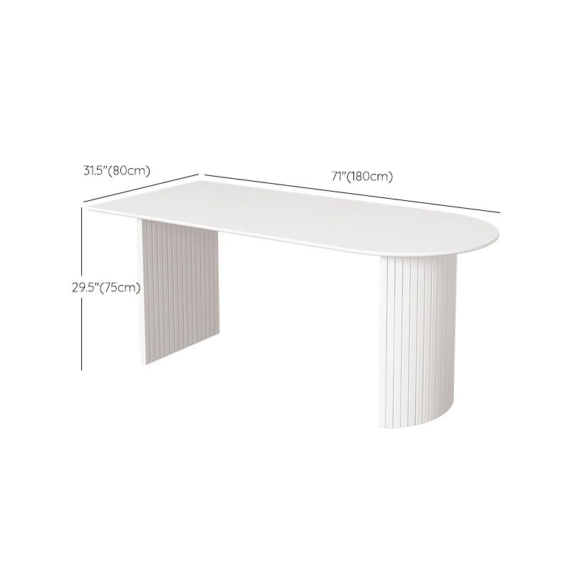 Modern Double Base Dining Table White Table for Kitchen Living Room