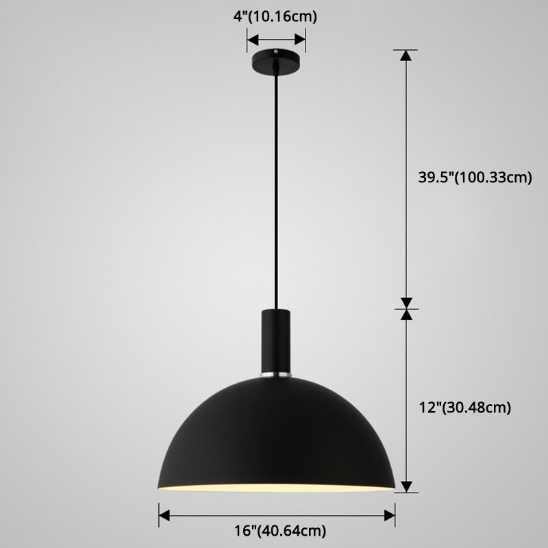 Metal Hemispherical Hanging Light Nordic Style 1 Light Restaurant Ceiling Pendant Lamp
