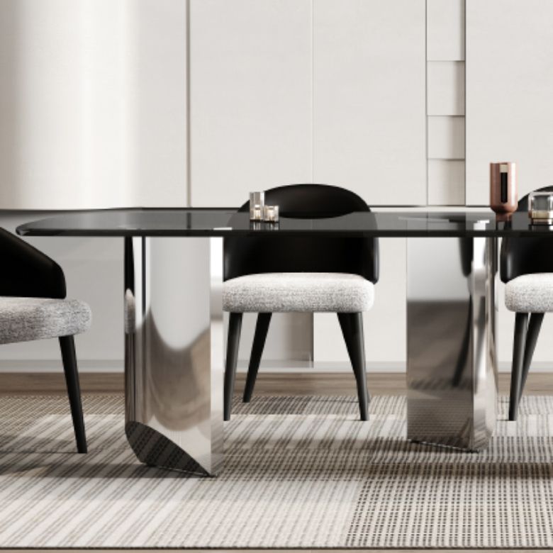 Simplicity Style Rectangle Glass Dining Site Table with 3 Legs