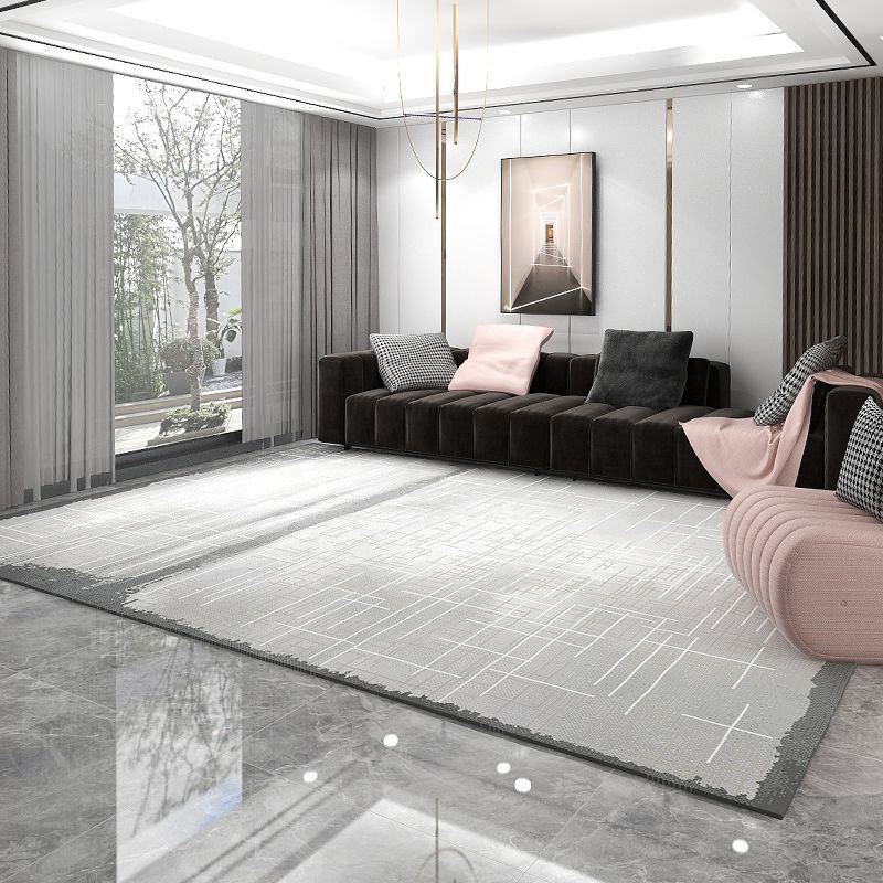 Light Grey Modern Rug Polyester Graphic Area Rug Washable Rug for Home Decoration