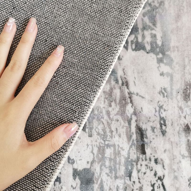 Modern Grey Rug Polyester Geometric Area Rug Washable Rug for Home Decor