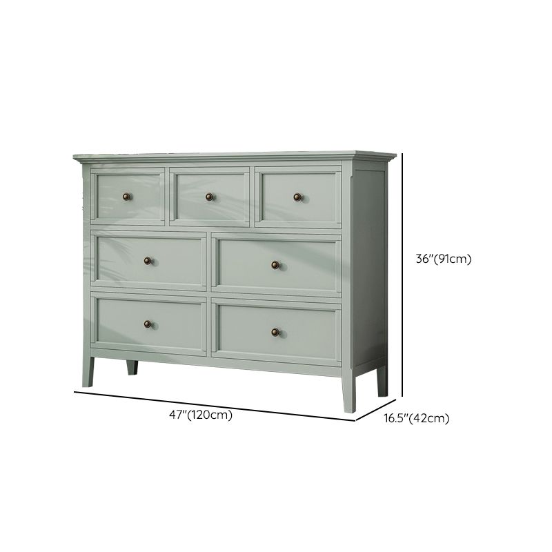 Green Scandinavian Wood Storage Chest with Soft-Close Drawers for Home
