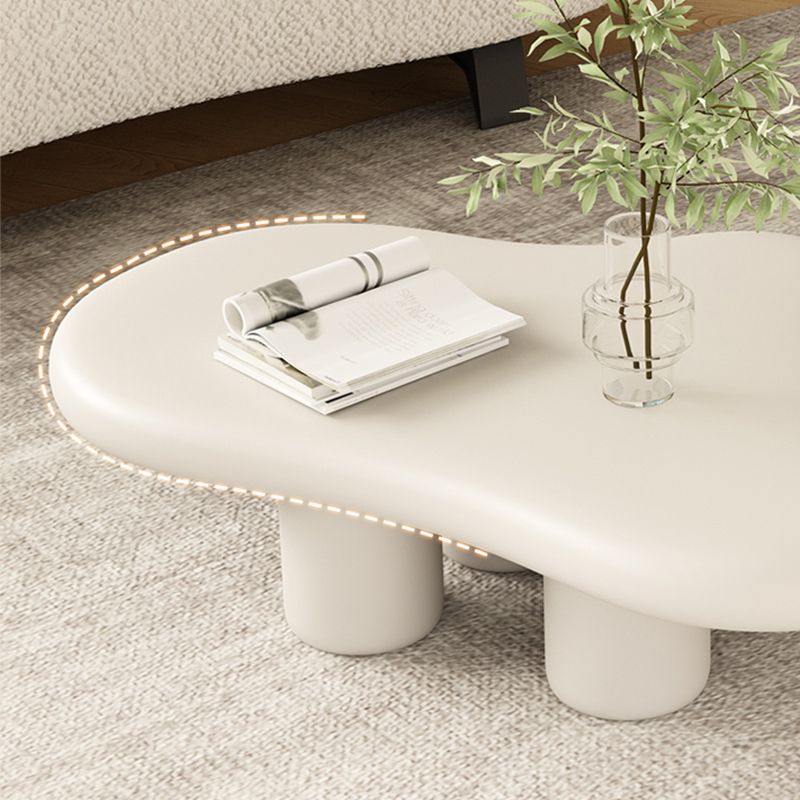 White Wood Coffee Table Free-Form Modern No Distressing Coffee Table