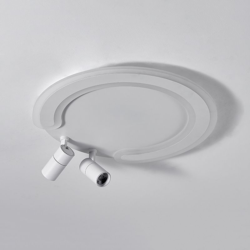 Plafonnier LED blanc avec spots, luminaire décoratif de plafond, idéal pour le salon